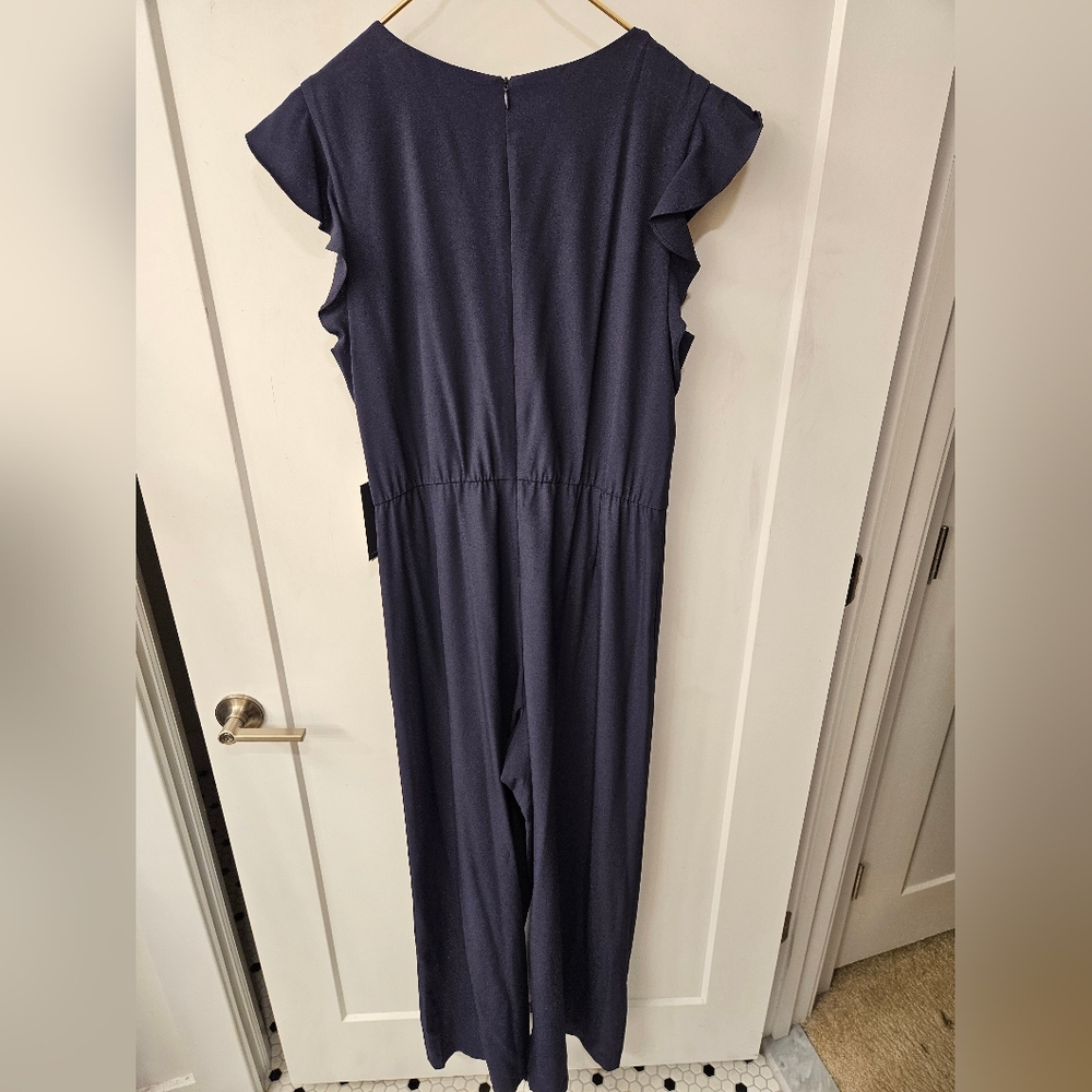 NWT - Julia Jordan Navy Flutter Sleeve Jumpsuit w Tie Front Waist - Size 16. - Picture 7 of 12
